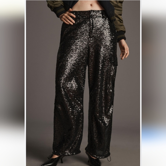 Anthropologie Sequin Cargo Pants - Picture 1 of 8